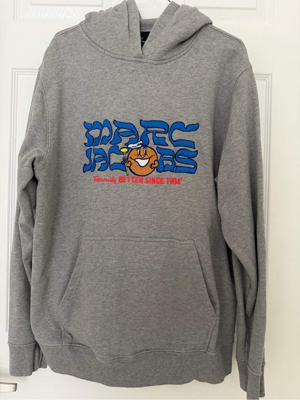 Marc Jacobs Gray Hooded Sweatshirt with Blue and Orange Graphic